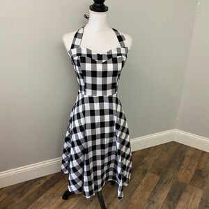 Topdress Black and White Gingham Halter Top Dress Sz L